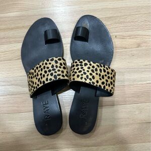 RAYE Leopard Strap Flat Sandals 36.5 6.5